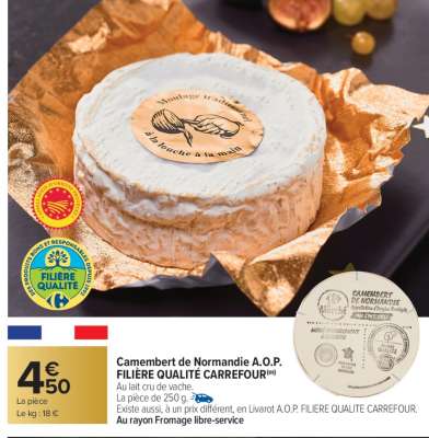 Camembert de Normandie A.O.P. FILIÈRE QUALITÉ CARREFOUR