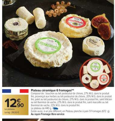 Plateau céramique 6 fromages