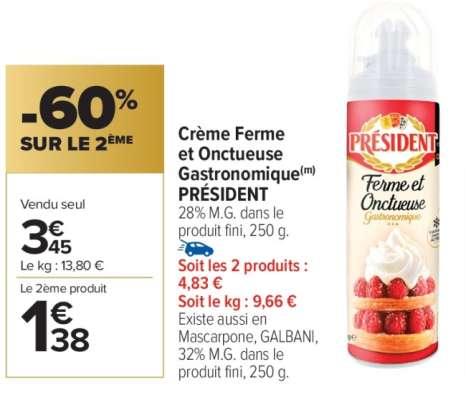 CRÈME FERME ET ONCTUEUSE GASTRONOMIQUE 'PRÉSIDENT'