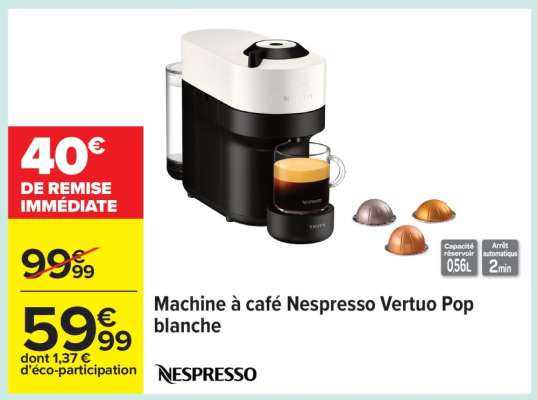 Machine À Café Nespresso Vertuo Pop Blanche