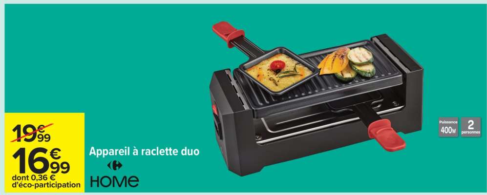 Appareil à raclette duo