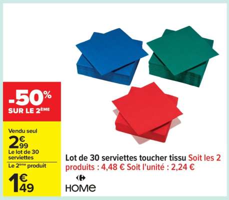 Lot de 30 serviettes toucher tissu