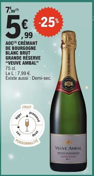 AOC Crémant de Bourgogne Blanc Brut Grande Reserve 'Veuve Ambal'
