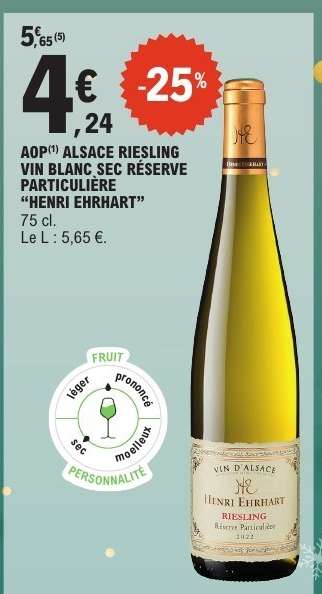 AOP ALSACE RIESLING VIN BLANC SEC RÉSERVE PARTICULIÈRE 'HENRI EHRHART'