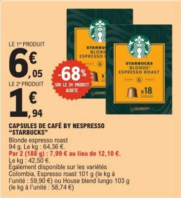 CAPSULES DE CAFÉ BY NESPRESSO 'STARBUCKS'