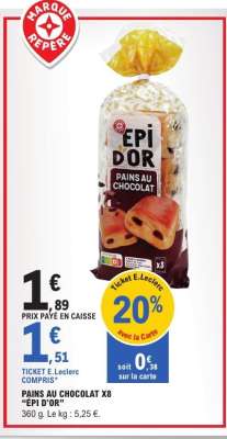 PAINS AU CHOCOLAT X8 'ÉPI D'OR'