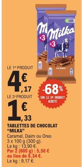 Tablettes de chocolat 'Milka'