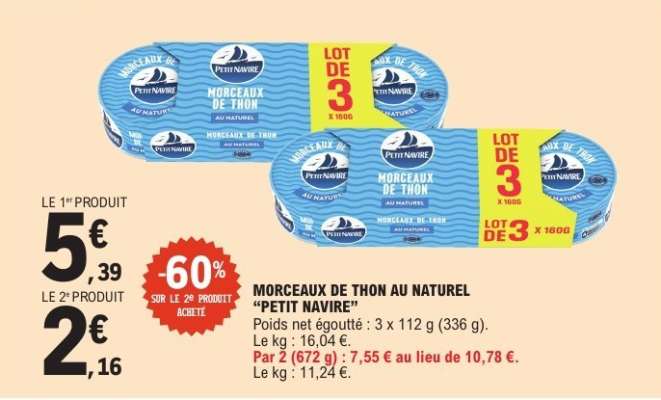 Morceaux de thon au naturel 'Petit Navire'