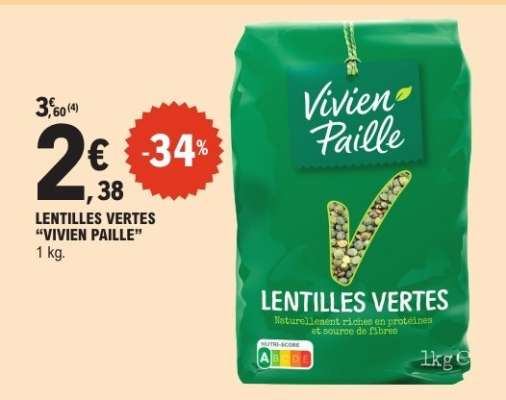 LENTILLES VERTES "VIVIEN PAILLE"