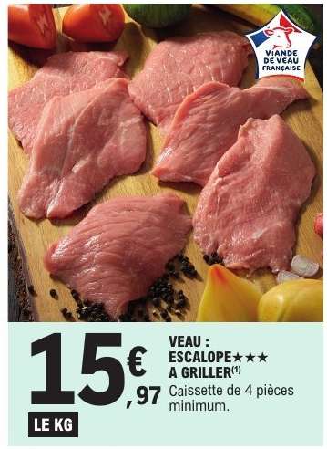 Veau : escalope*** à griller