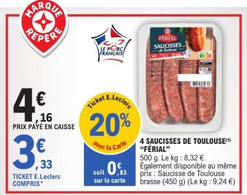 4 Saucisses de Toulouse 'Férial'