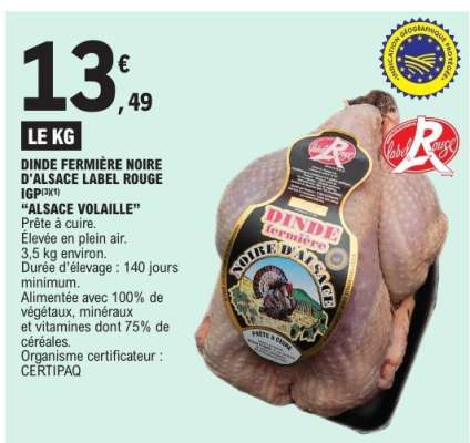 DINDE FERMIÈRE NOIRE D'ALSACE LABEL ROUGE IGP