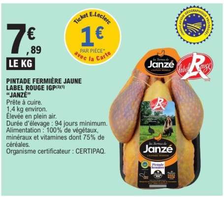 PINTADE FERMIÈRE JAUNE LABEL ROUGE IGP "JANZÉ"
