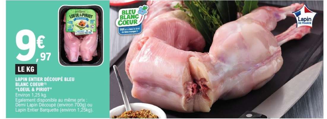 Lapin Entier Découpé Bleu Blanc Coeur