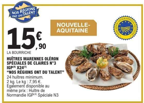 HUÎTRES MARENNES OLÉRON SPÉCIALES DE CLAIRES N°3 IGP X24