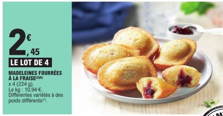 MADELEINES FOURRÉES À LA FRAISE