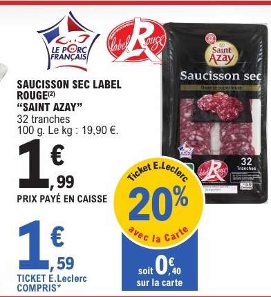 SAUCISSON SEC LABEL ROUGE "SAINT AZAY"