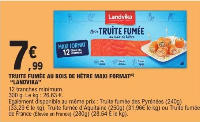 TRUITE FUMÉE AU BOIS DE HÊTRE MAXI FORMAT "LANDVIKA"