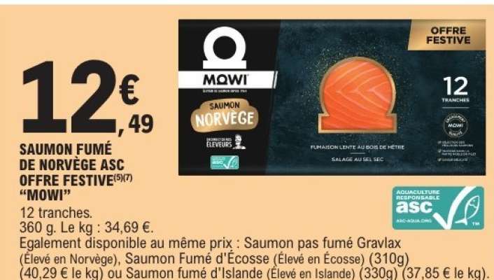 SAUMON FUMÉ DE NORVÈGE ASC OFFRE FESTIVE "MOWI"