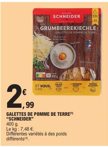 GALETTES DE POMME DE TERRE SCHNEIDER