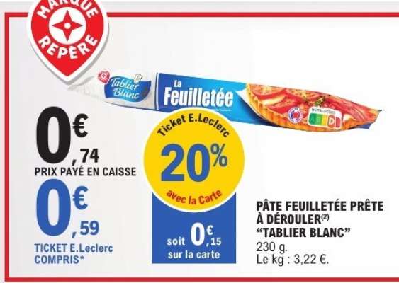 Pâte Feuilletée Prête à Dérouler 'Tablier Blanc'
