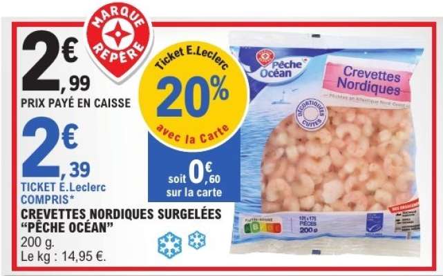 CREVETTES NORDIQUES SURGELÉES "PÊCHE OCÉAN"