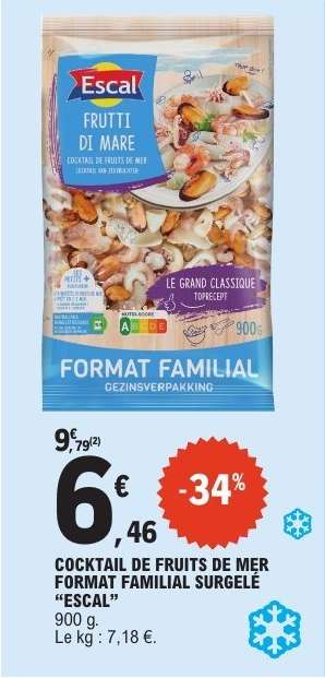 COCKTAIL DE FRUITS DE MER FORMAT FAMILIAL SURGELÉ “ESCAL”
