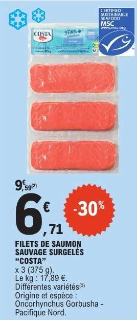 FILETS DE SAUMON SAUVAGE SURGELES 'COSTA'