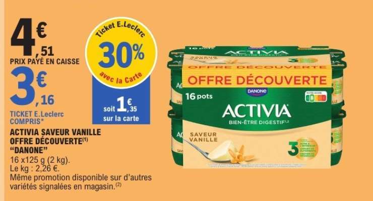 ACTIVIA SAVEUR VANILLE OFFRE DÉCOUVERTE