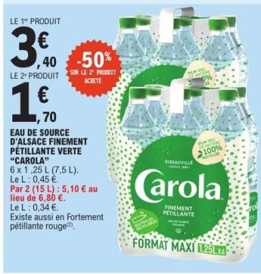 CAROLA EAU DE SOURCE D'ALSACE FINEMENT PÉTILLANTE VERTE