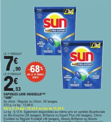 Capsules Lave-vaisselle SUN