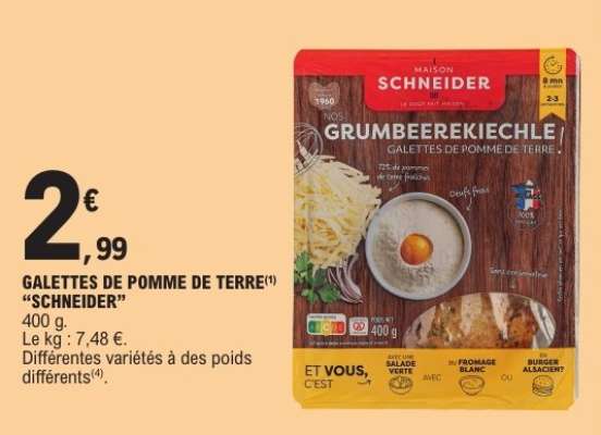 GALETTES DE POMME DE TERRE SCHNEIDER