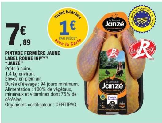 PINTADE FERMIÈRE JAUNE LABEL ROUGE IGP "JANZÉ"