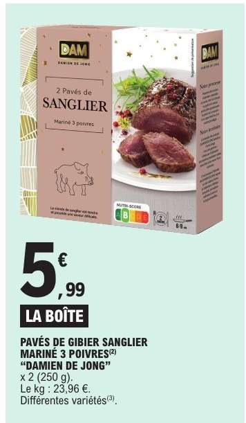 PAVÉS DE GIBIER SANGLIER MARINÉ 3 POIVRES