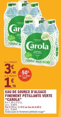 Eau de Source d'Alsace Finement Pétillante Verte Carola