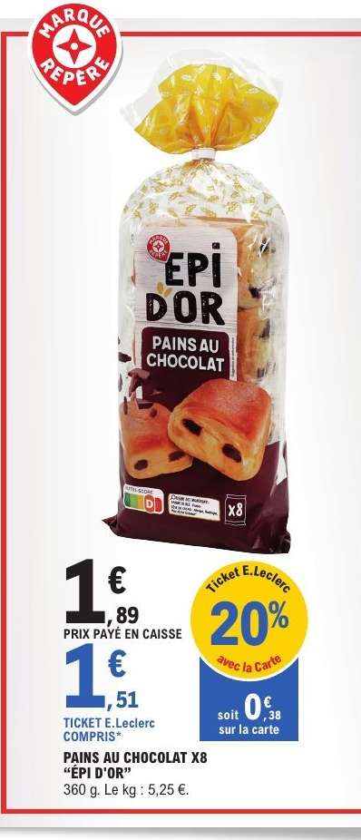 PAINS AU CHOCOLAT X8 'ÉPI D'OR'