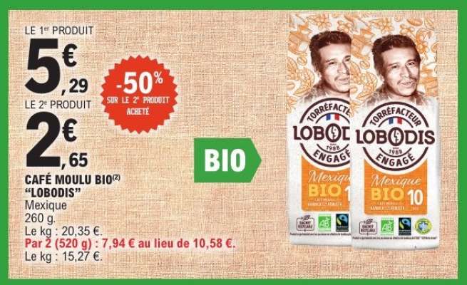 CAFÉ MOULU BIO "LOBODIS"