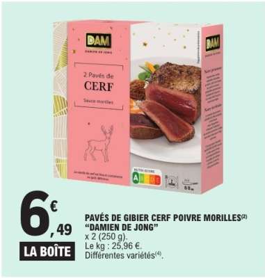 Pavés de Gibier Cerf Poivre Morilles "Damien de Jong"