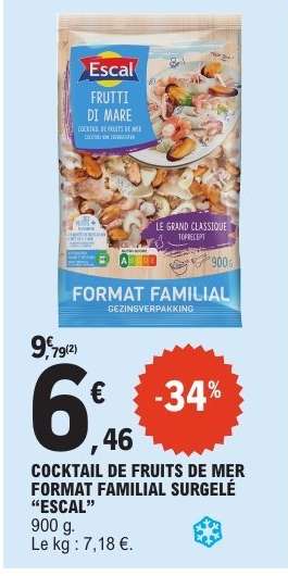 COCKTAIL DE FRUITS DE MER FORMAT FAMILIAL SURGELÉ “ESCAL”