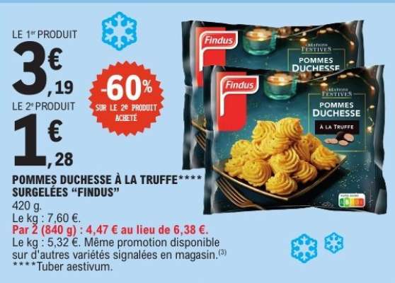 POMMES DUCHESSE À LA TRUFFE SURGELÉES “FINDUS”