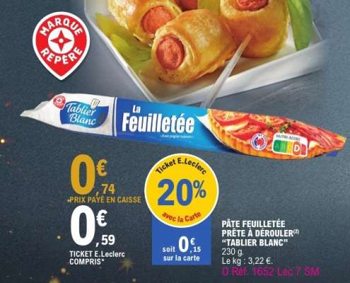 Pâte Feuilletée Prête à Dérouler 'Tablier Blanc'