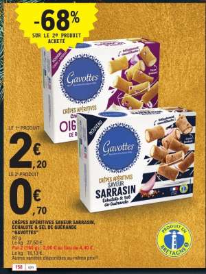Gavottes Crêpes Apéritives Saveur Sarrasin, Échalote & Sel de Guérande