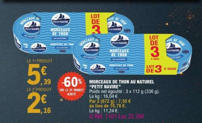 Morceaux de thon au naturel 'Petit Navire'