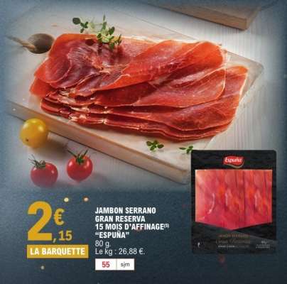 JAMBON SERRANO GRAN RESERVA 15 MOIS D'AFFINAGE "ESPUNA"