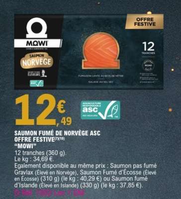 SAUMON FUMÉ DE NORVÈGE ASC OFFRE FESTIVE