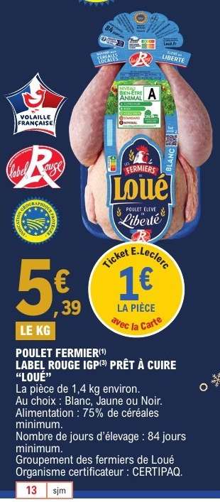 POULET FERMIER® LABEL ROUGE IGP® PRÊT À CUIRE “LOUÉ”