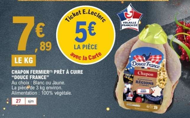 CHAPON FERMIER PRÊT À CUIRE “DOUCE FRANCE”