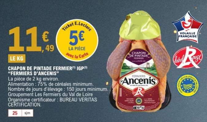 CHAPON DE PINTADE FERMIER