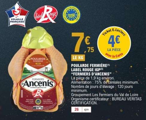 POULARDE FERMIÈRE LABEL ROUGE IGP 'FERMIERS D'ANCENIS'