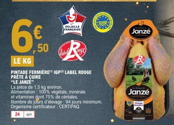 Pintade Fermière IGP Label Rouge 'Le Janzé'